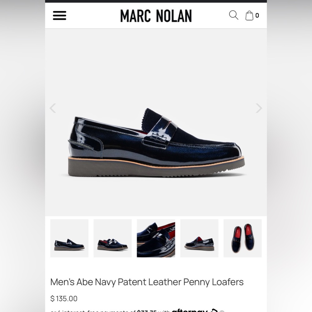 Men's Abe Navy Patent Leather Penny Loafers